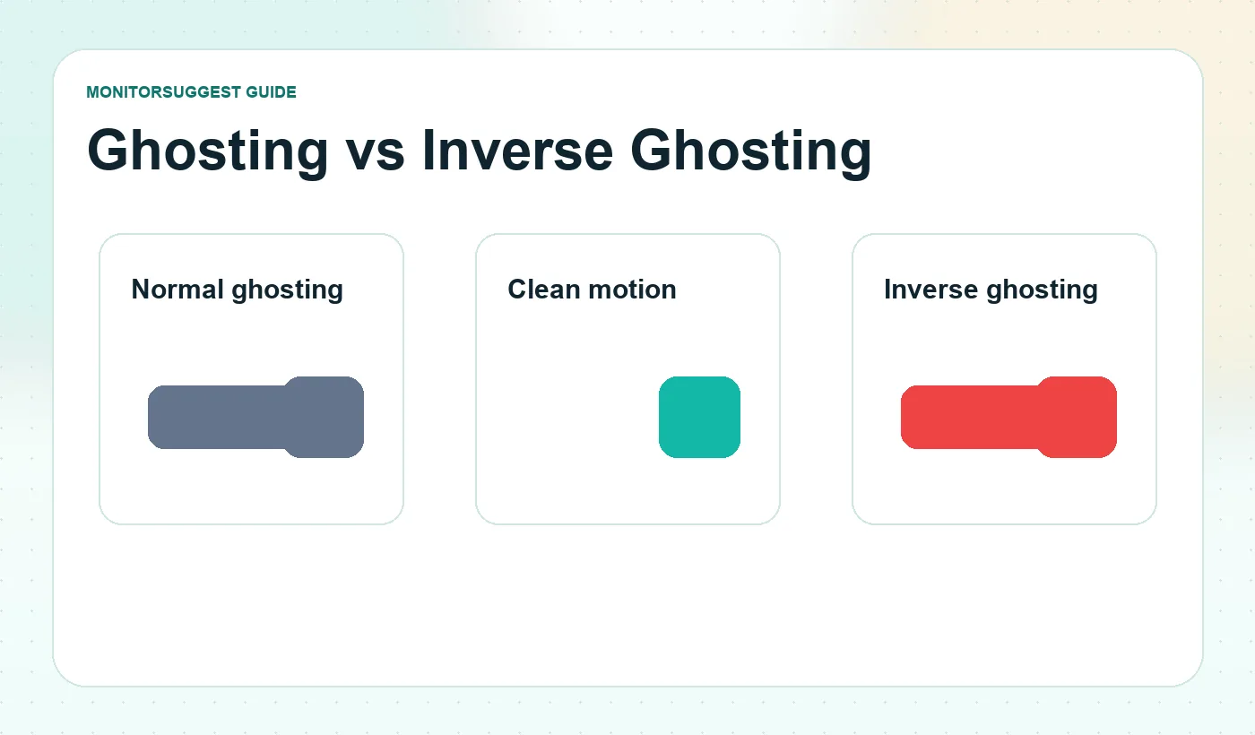 Ghosting, clean motion and inverse ghosting comparison